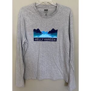 Vintage Blank T Shirt Large Helly Hanson Long Sleeve Grey Tee